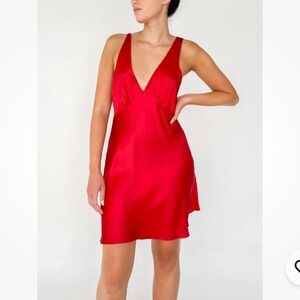 NWT Red Satin Slip Dress Size Large New